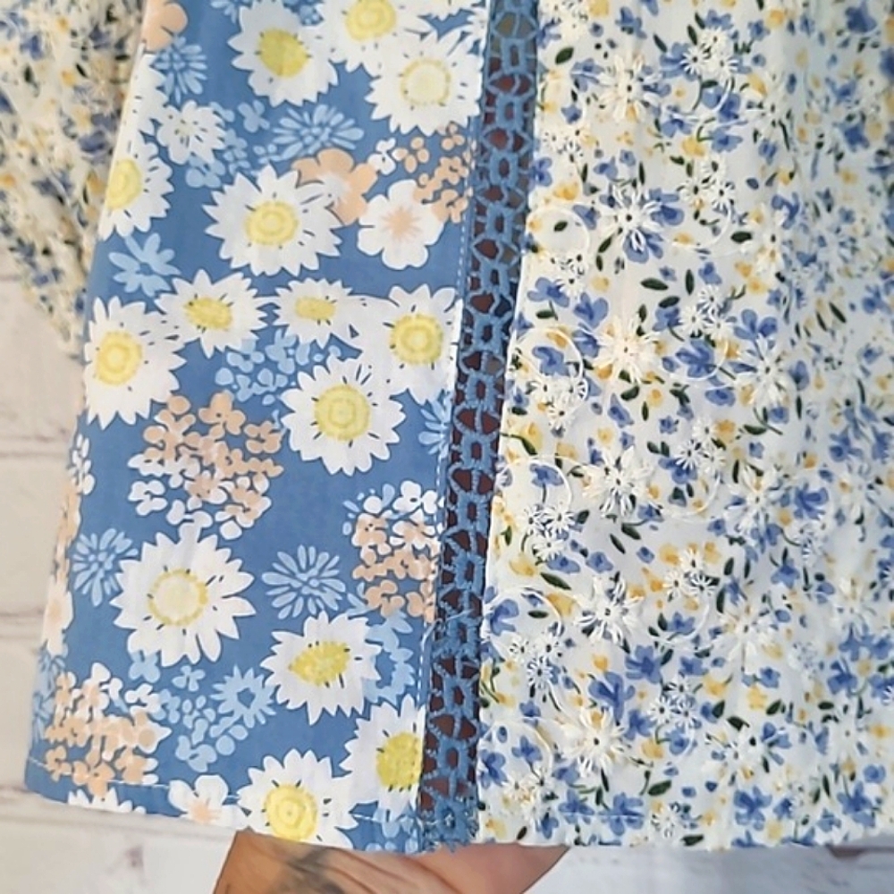 Anthropologie Solitaire Laura Peasant Floral Daisy Cottagecore Top Blouse Sz S - Picture 8 of 16
